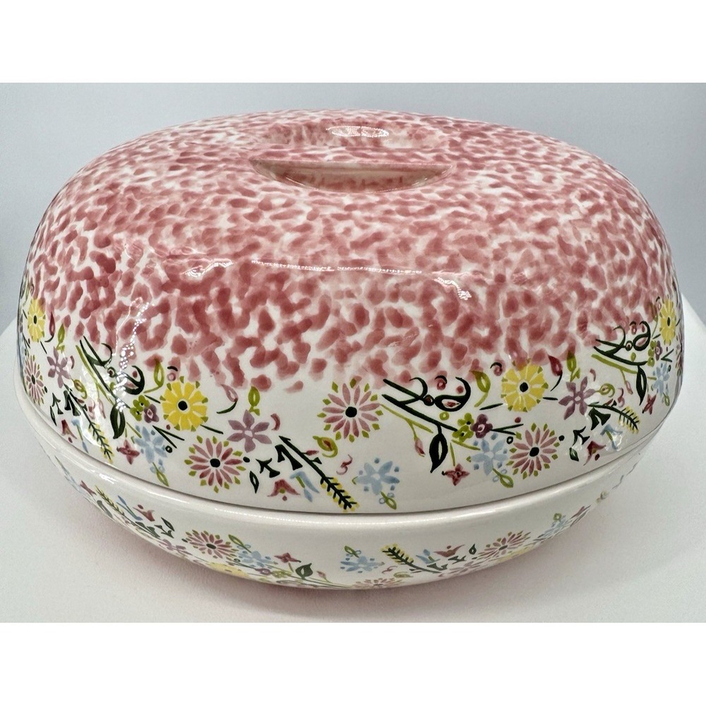 Temptations Presentable Ovenware Covered Casserole Dish Floral‎ Pink